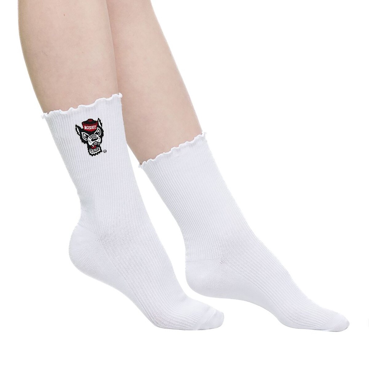 White Ladies Lettuce Hem Socks - Wo